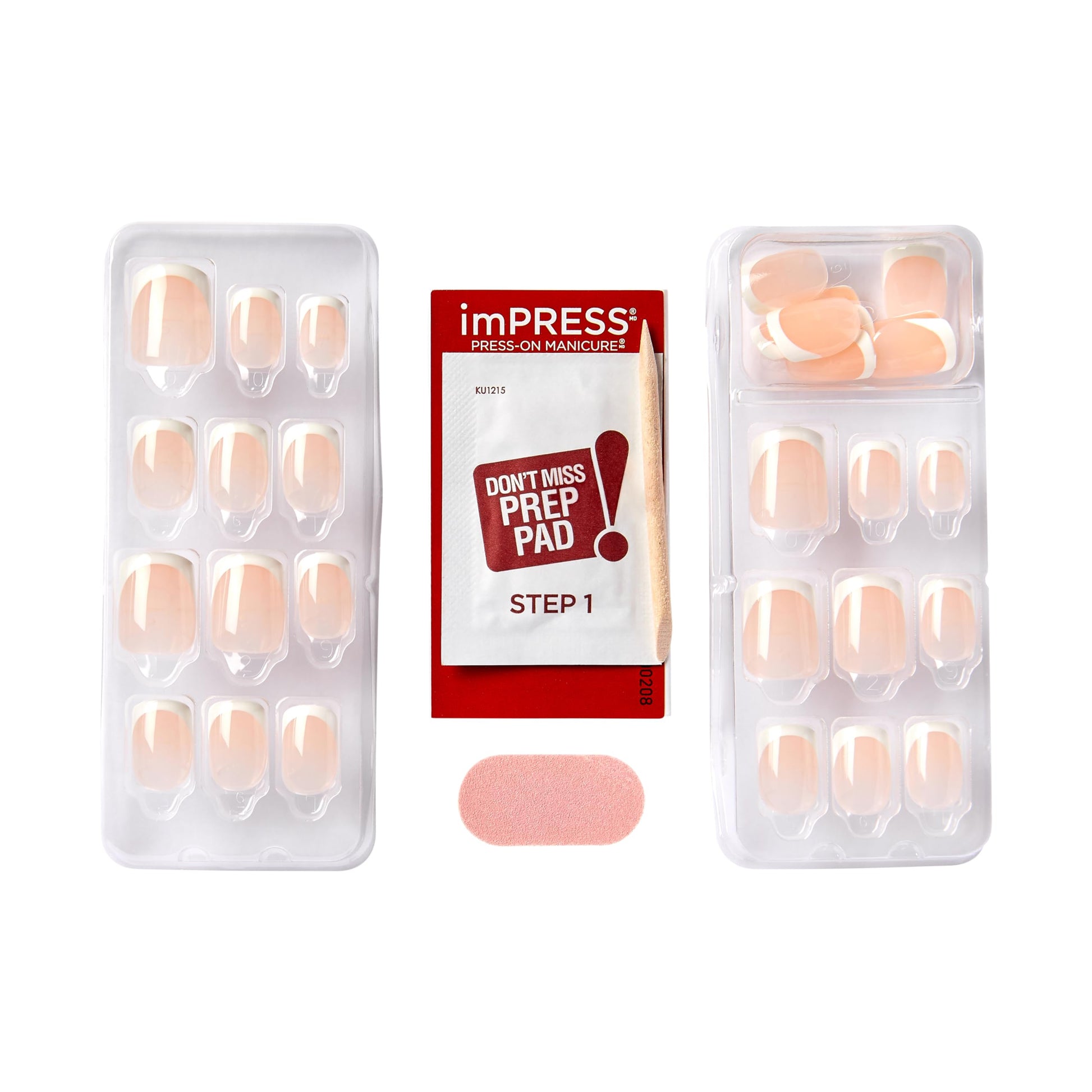 Side profile of short squoval French manicure nails