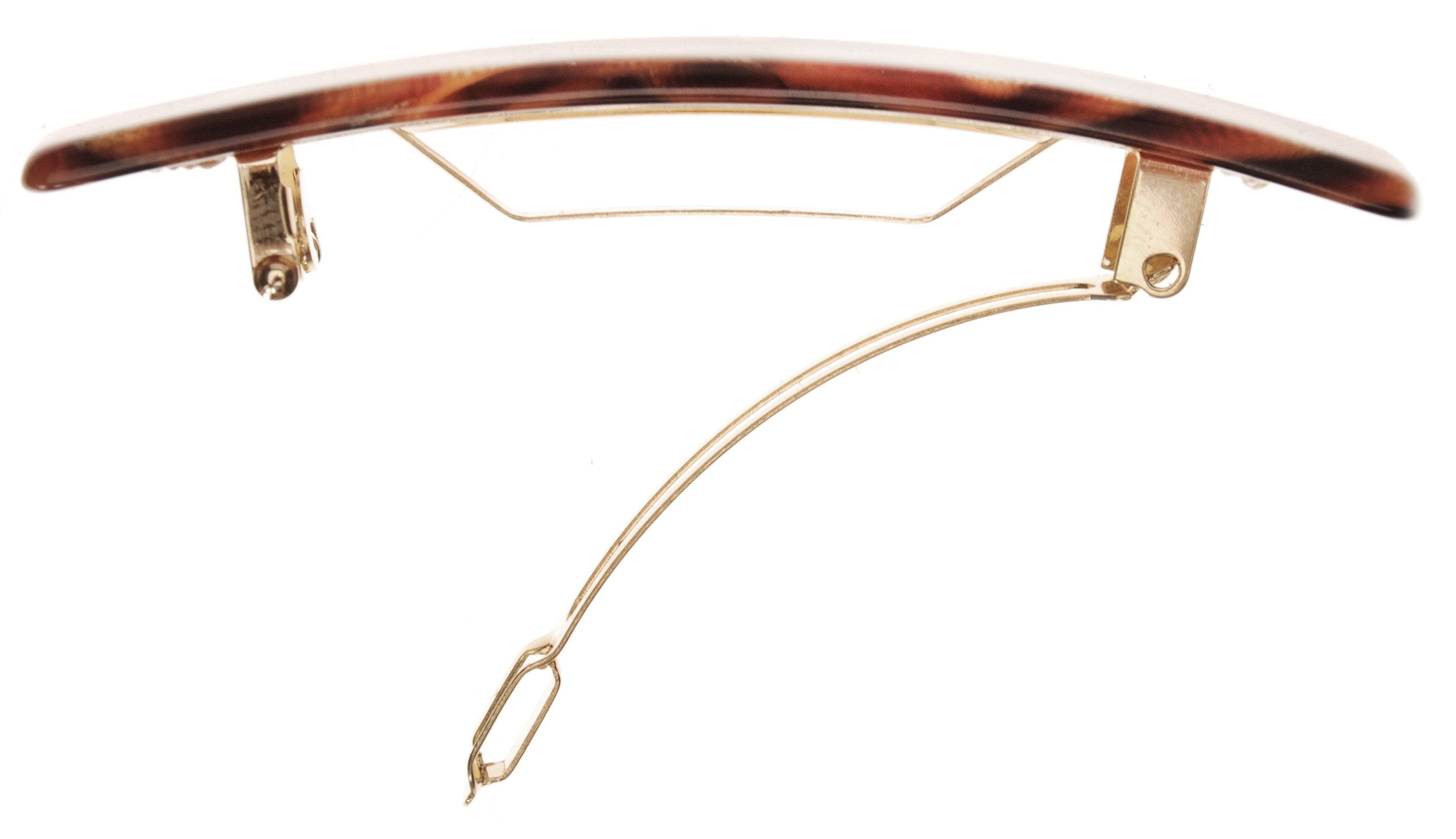 France Luxe classic rectangle hair clip in polished nacro mocha tortoiseshell finish