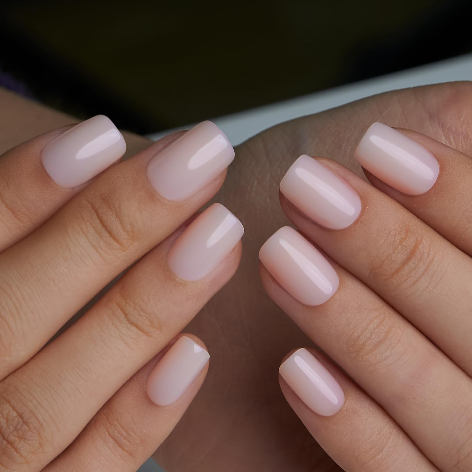 Side profile view of CurvLife soft gel nails natural fit