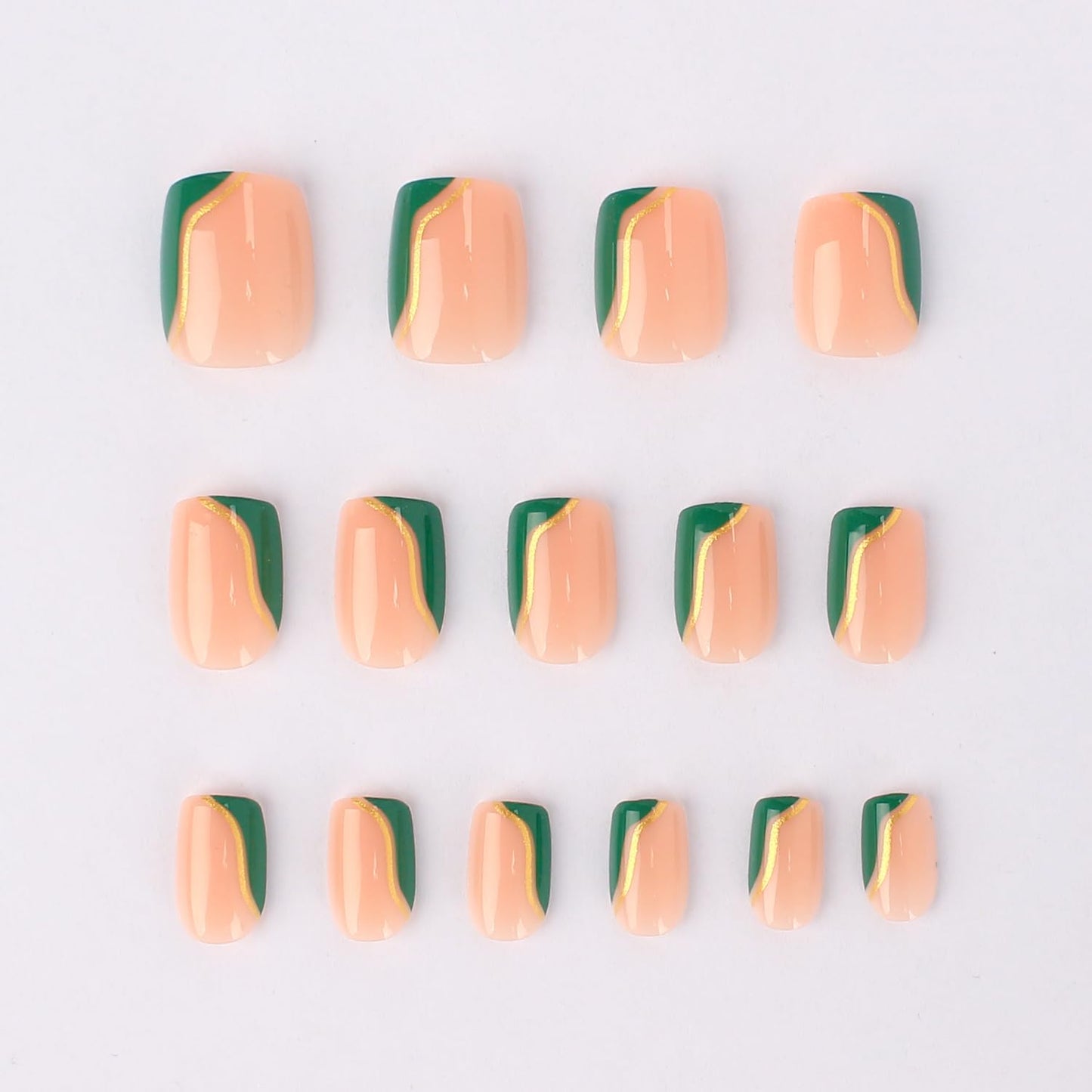 Square shaped press on nails showing glossy acrylic finish