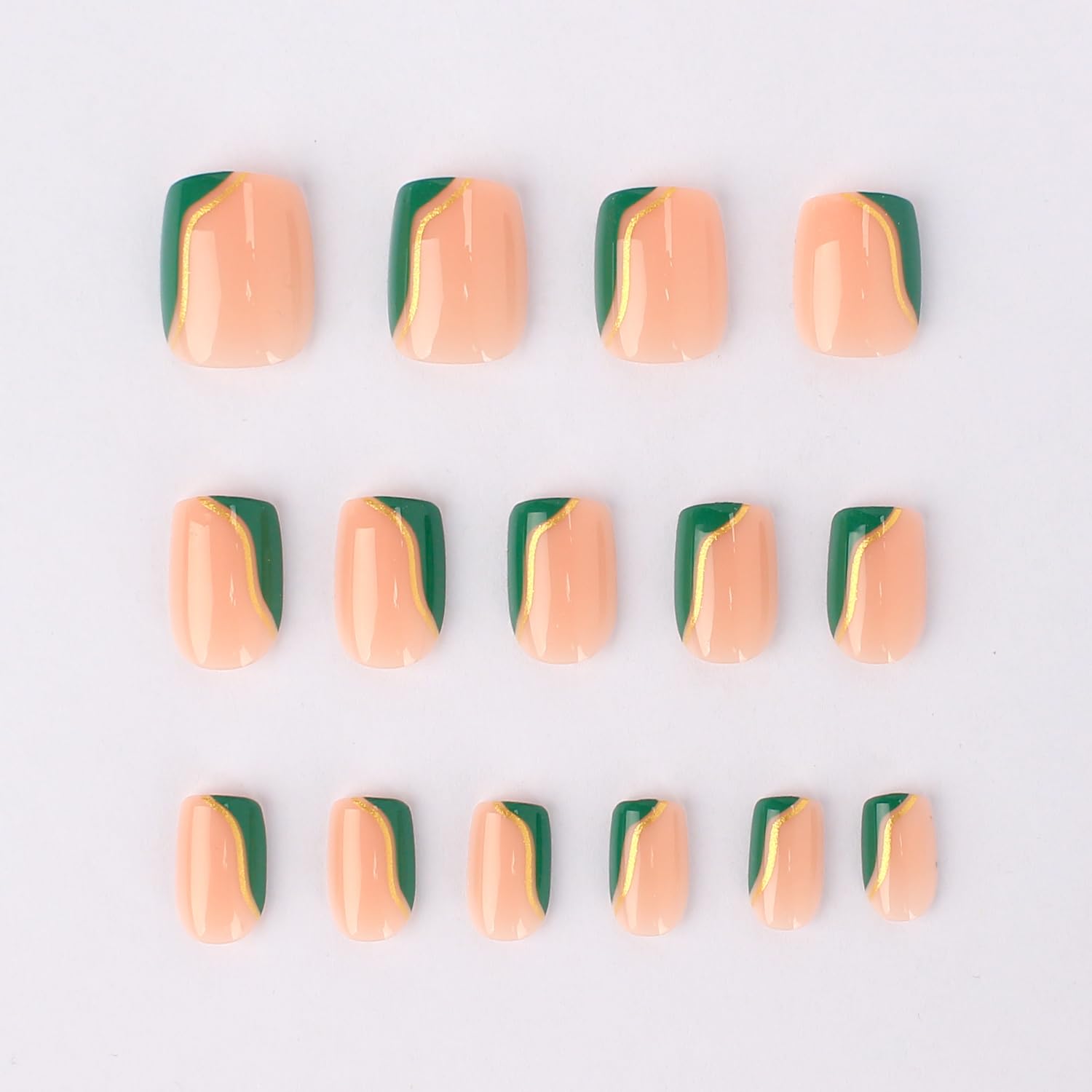 Square shaped press on nails showing glossy acrylic finish