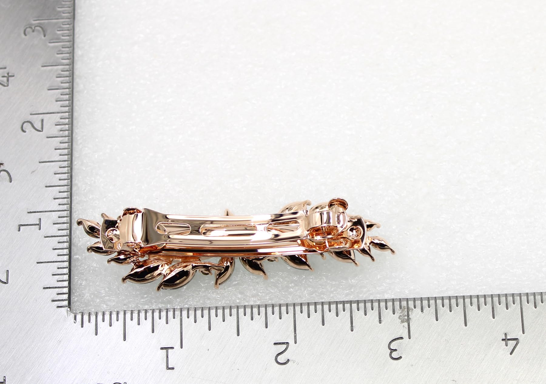 Faship small floral rhinestone hair barrette showing accurate scale and compact dimensions ideal for women and girls wedding hairstyles.