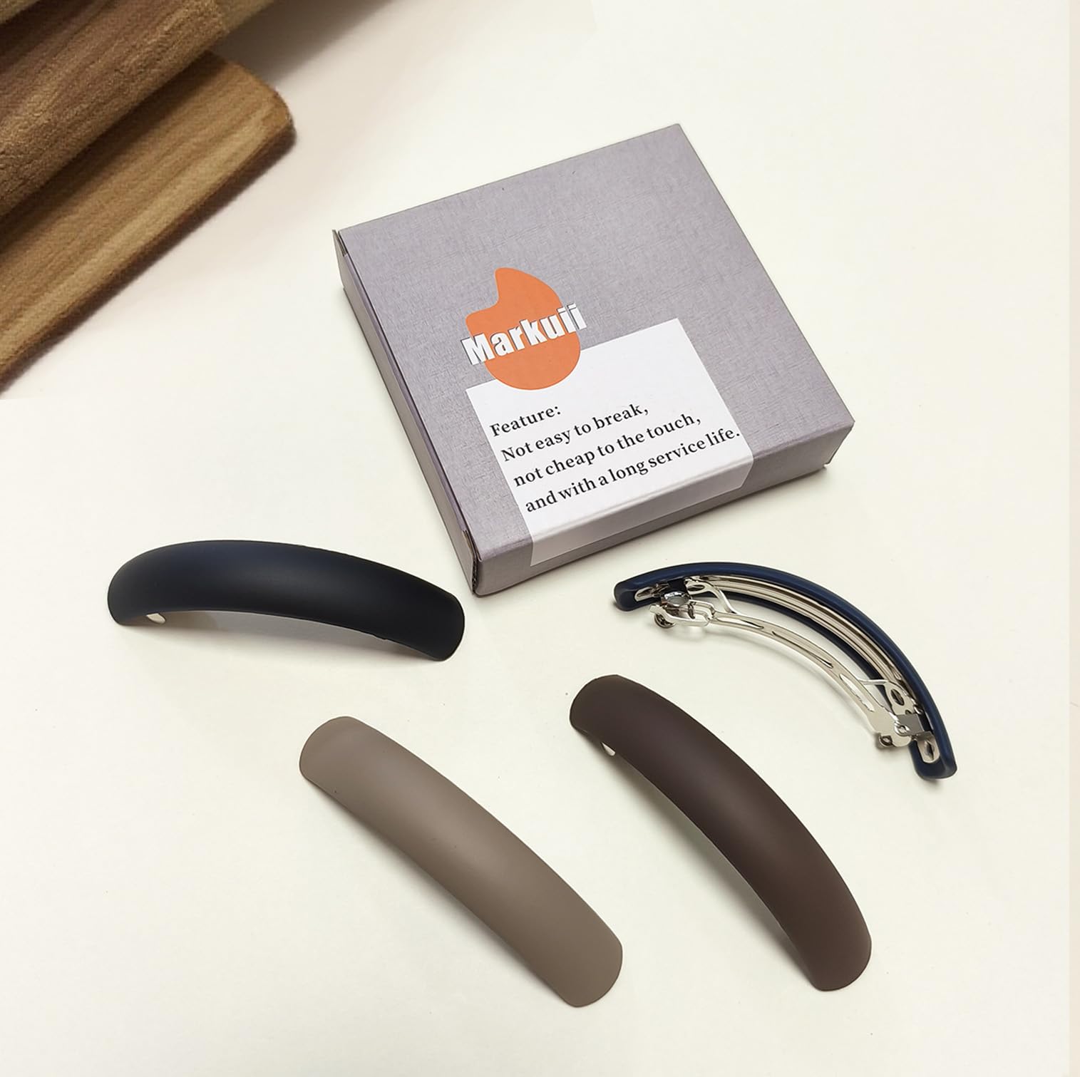 Non slip extra large hair clips holding a thick hairstyle securely.