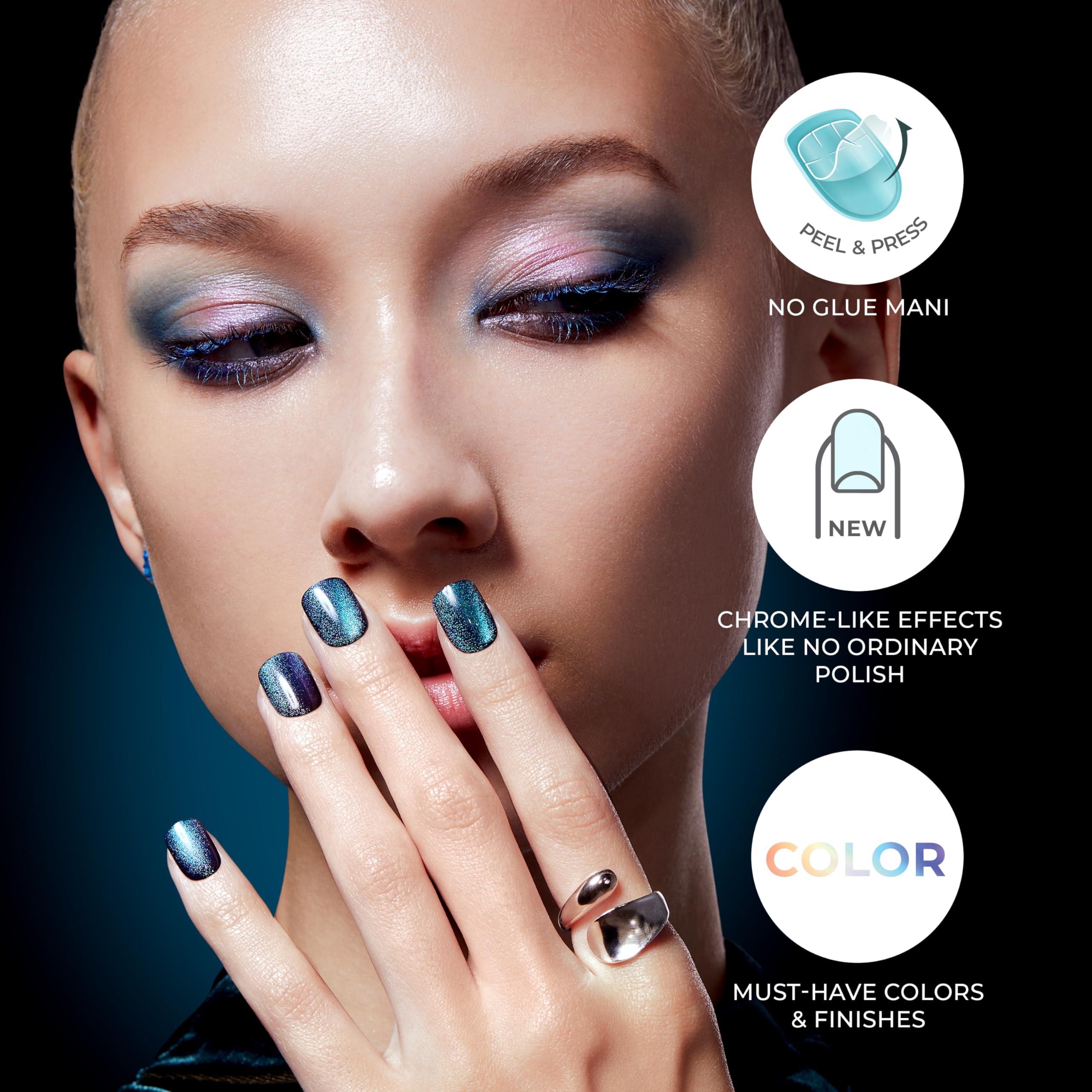 Close up of Kiss Impress Dimension short squoval nail shape