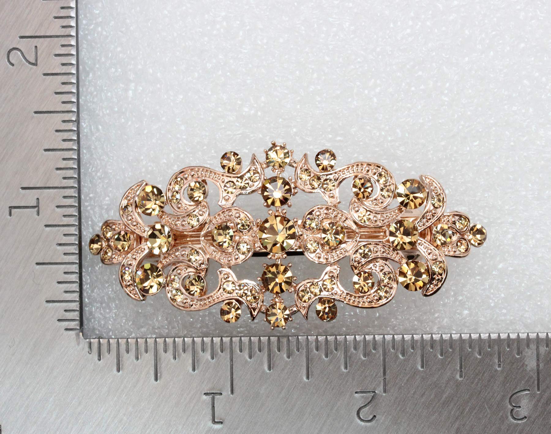 Faship premium floral barrette styled in an elegant updos to demonstrate its scale and brilliant sparkle.