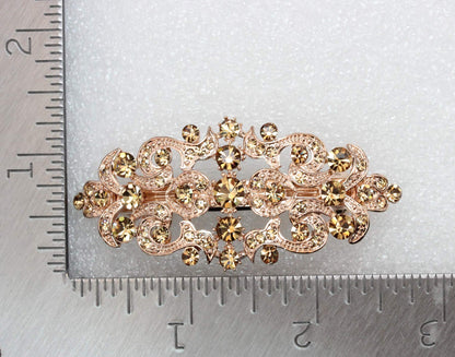 Faship premium floral barrette styled in an elegant updos to demonstrate its scale and brilliant sparkle.