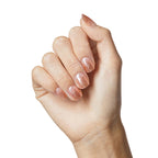 Side profile of short squoval Kiss Impress Dimension nails