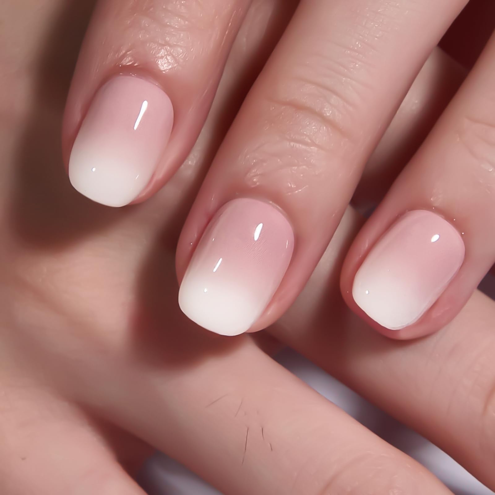CurvLife soft gel nude ombre nails gradient detail