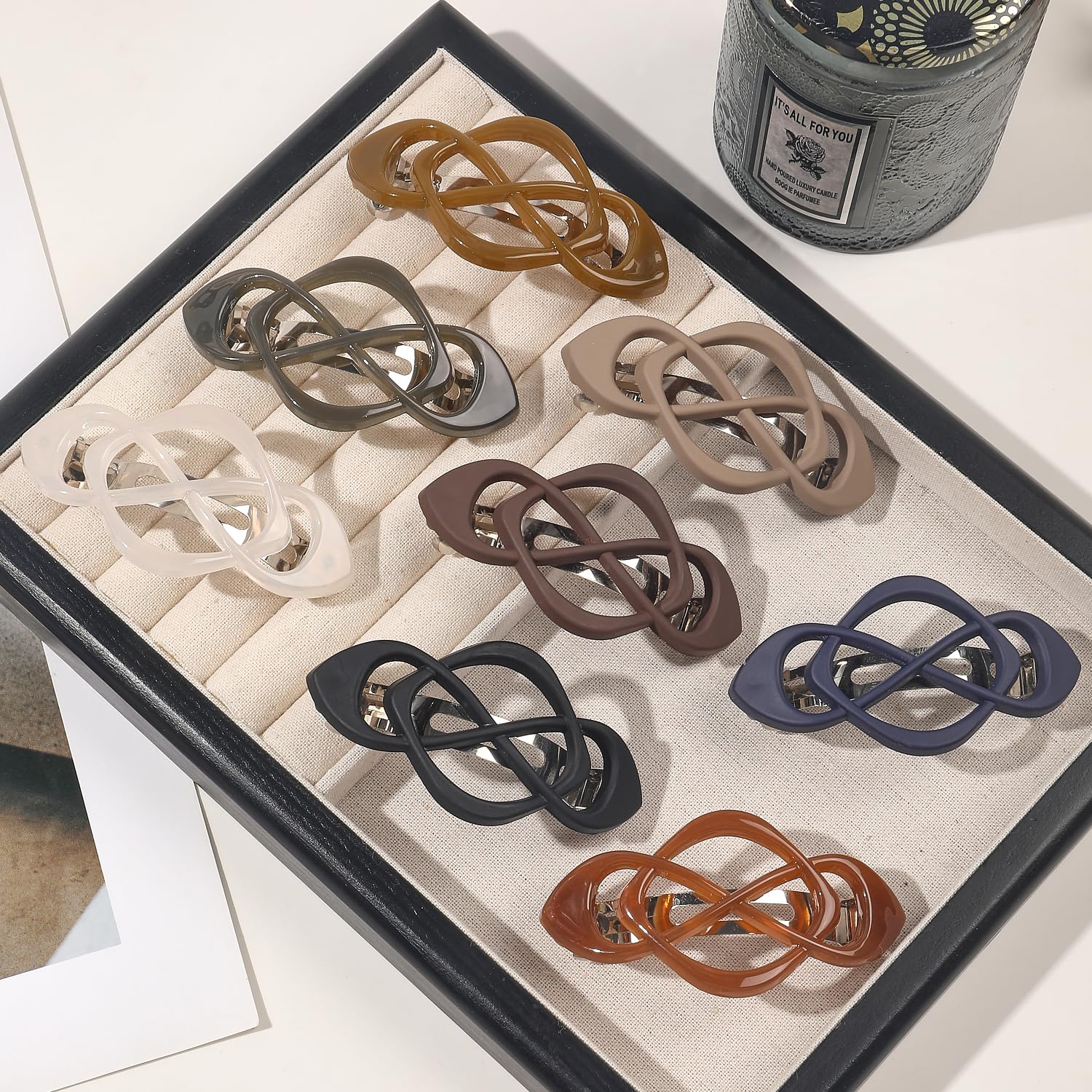 Ivyu lightweight flat hair clips pack in multiple classic shades side profile view