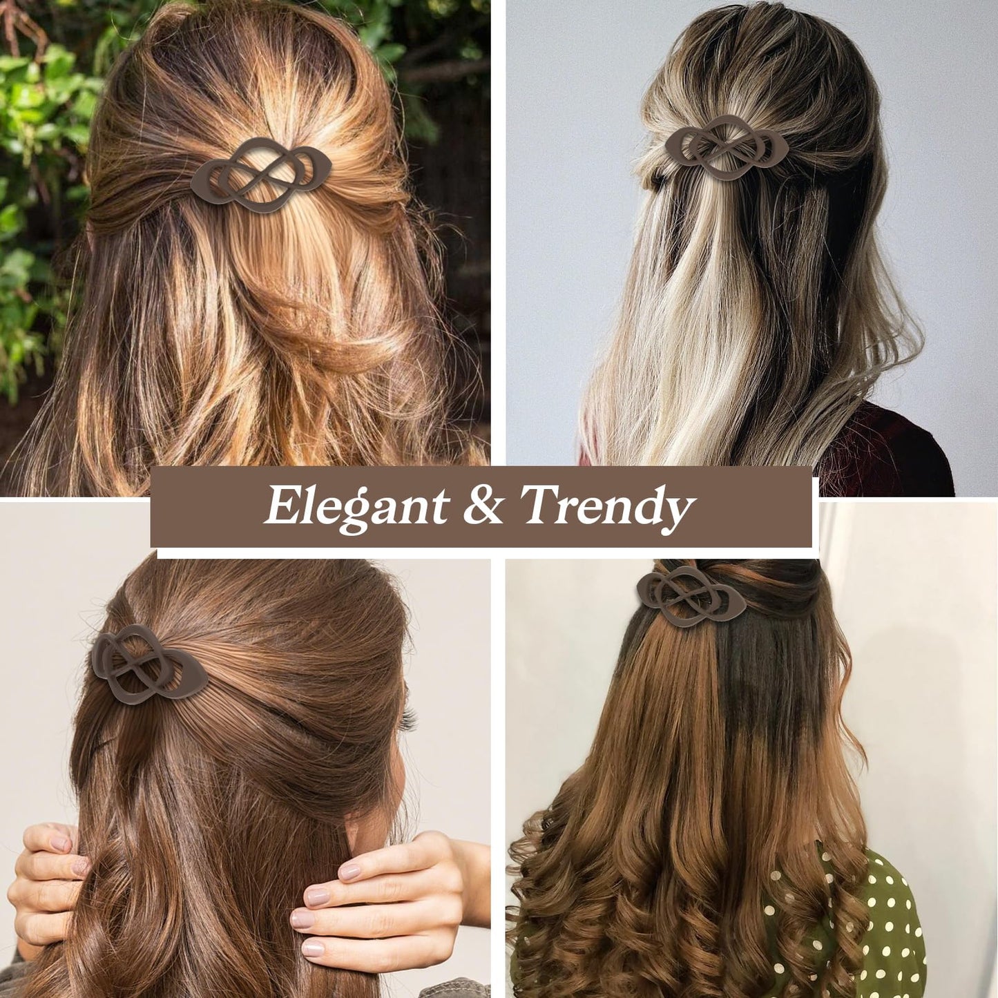 Side profile of the light brown Amariver French barrette highlighting the premium matte finish.