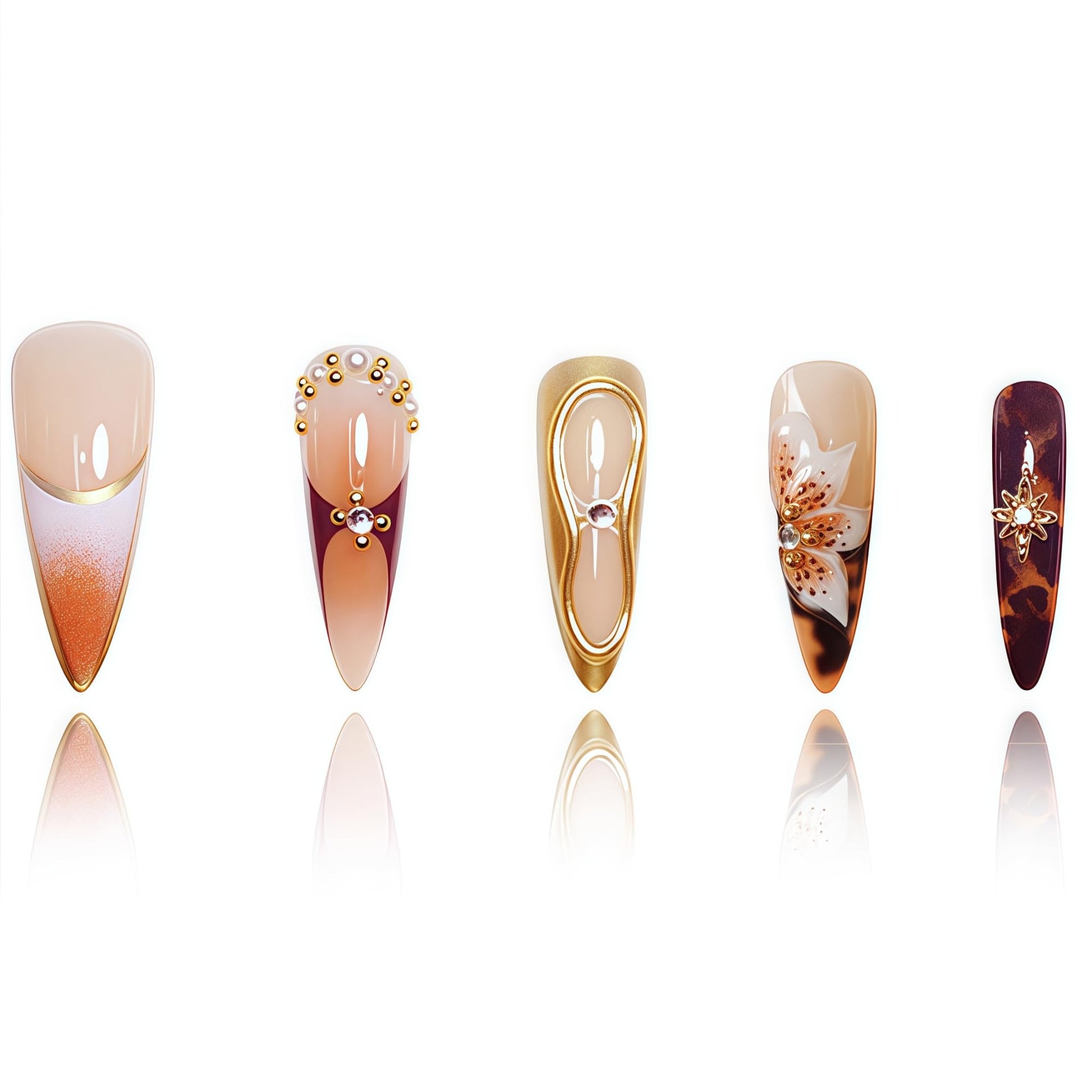 Detailed view of luxury 3D floral nail art set
