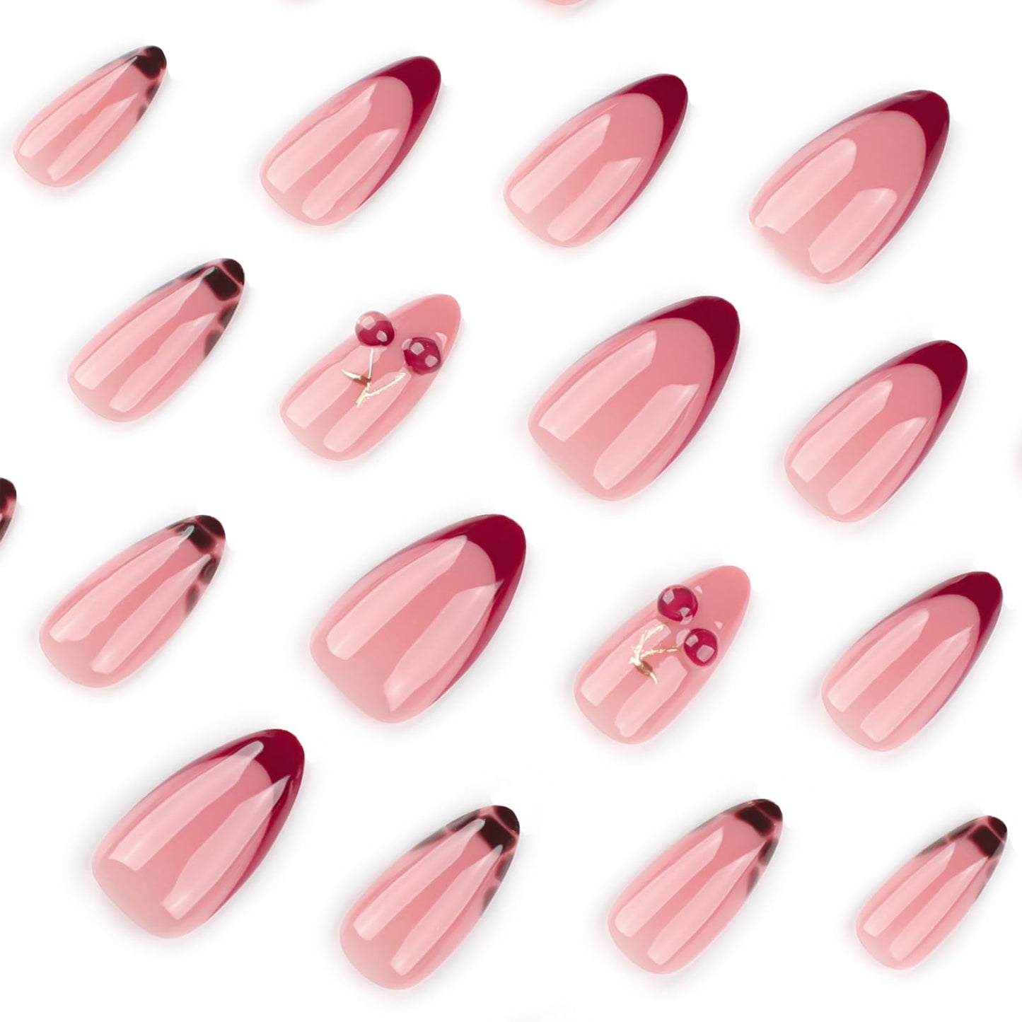 Full set of 24 Mivota almond press on nails in assorted sizes