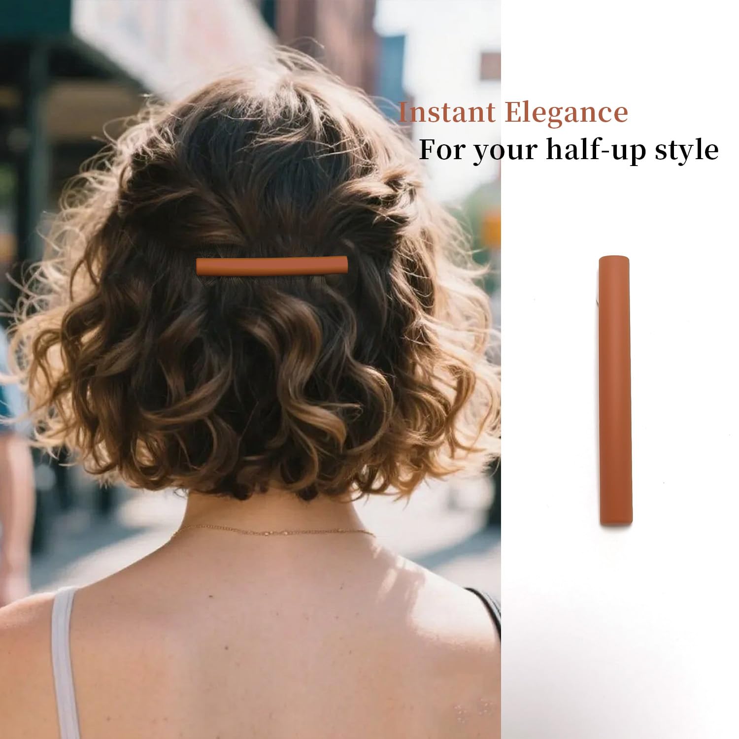 Side profile of the slim geometric French hair accessory detailing the secure spring clamp mechanism.