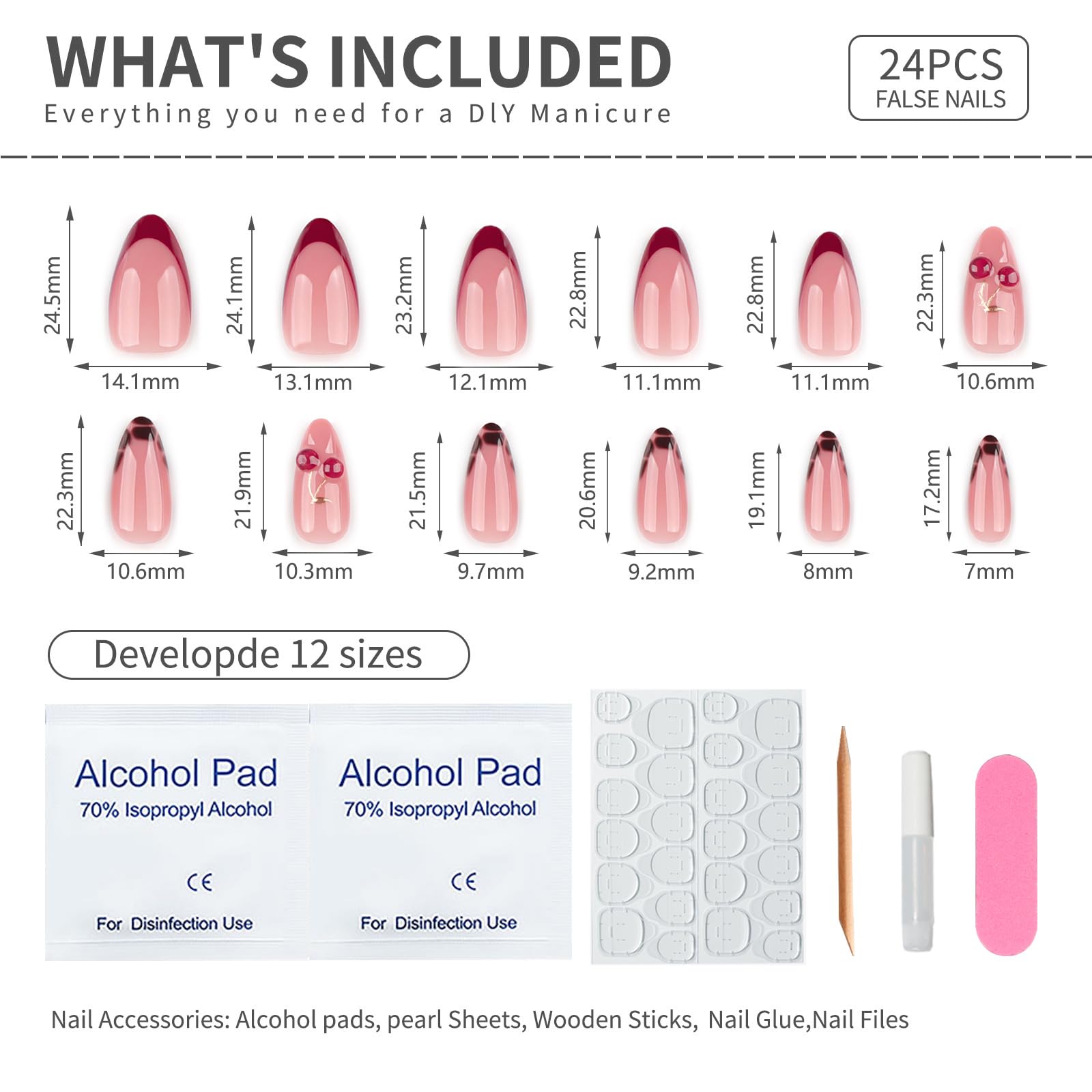 Mivota 3D cherry nail art design on glossy nude base