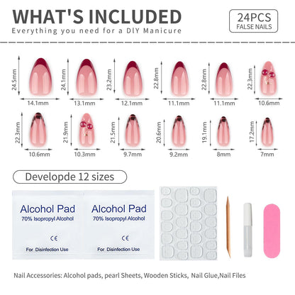 Mivota 3D cherry nail art design on glossy nude base