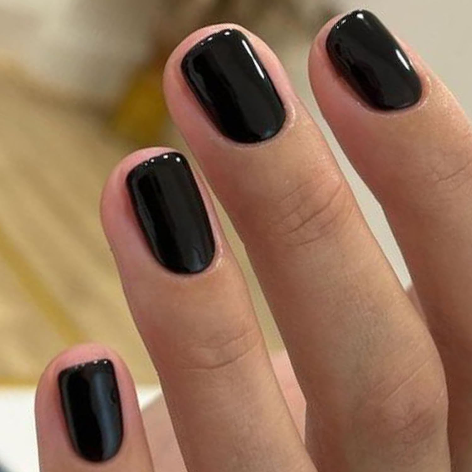 Glamermaid black glossy press on nails set with application tools