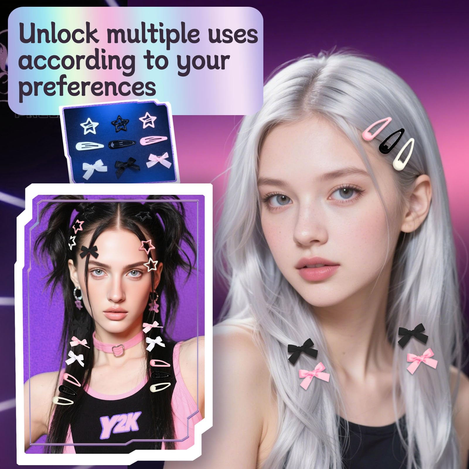 Kawaii style pink and silver cross pendant hair accessories showcasing premium finish quality.