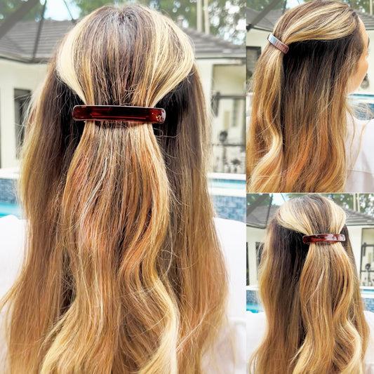 Camila Paris premium automatic metal clasp hair accessory showcasing non slip rubberized grip