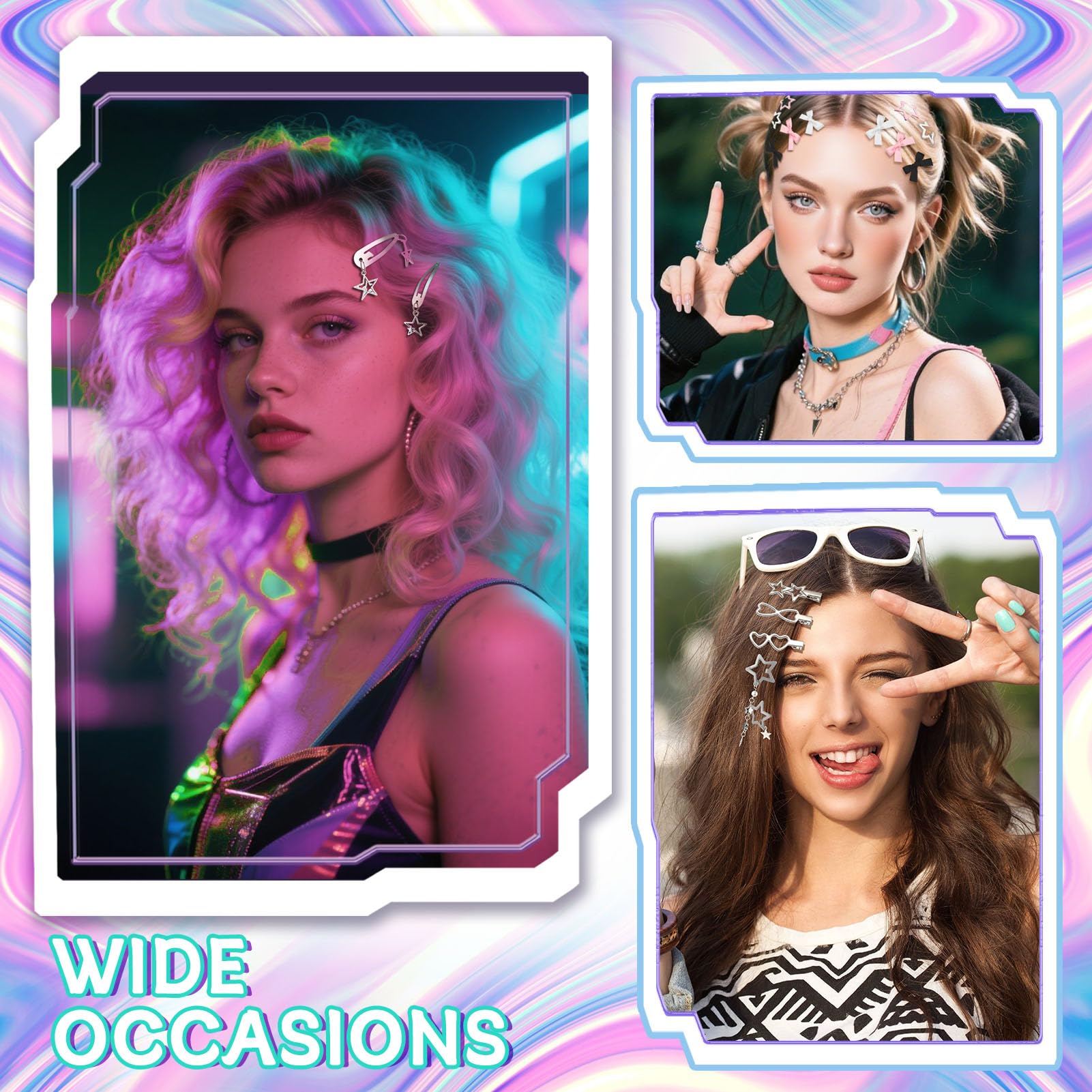 Assorted pink and black satin ribbon hair bows from the 42 piece fashion collection.