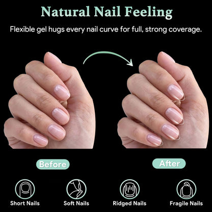 Close up of extra short almond shape press on nails