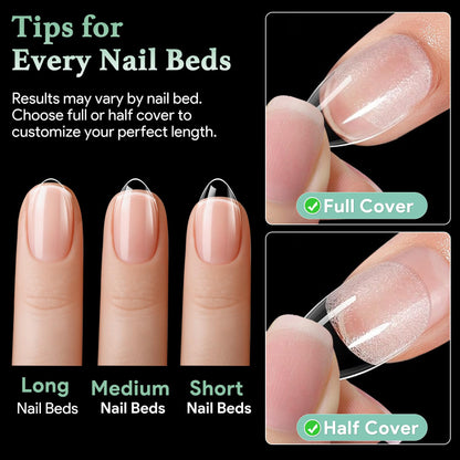 Professional nail technician using Leykosh soft gel tips