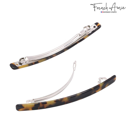 French Amie handmade in France automatic barrette showcasing the meticulous handcrafted finish details