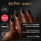 Medium almond Dementor press on nails in original packaging