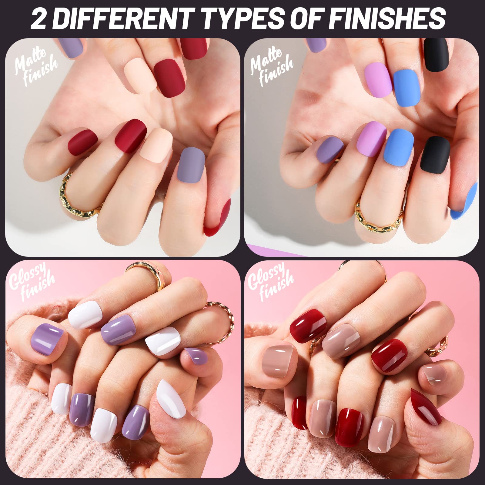 Teenitor press on nails set with included glue and nail file