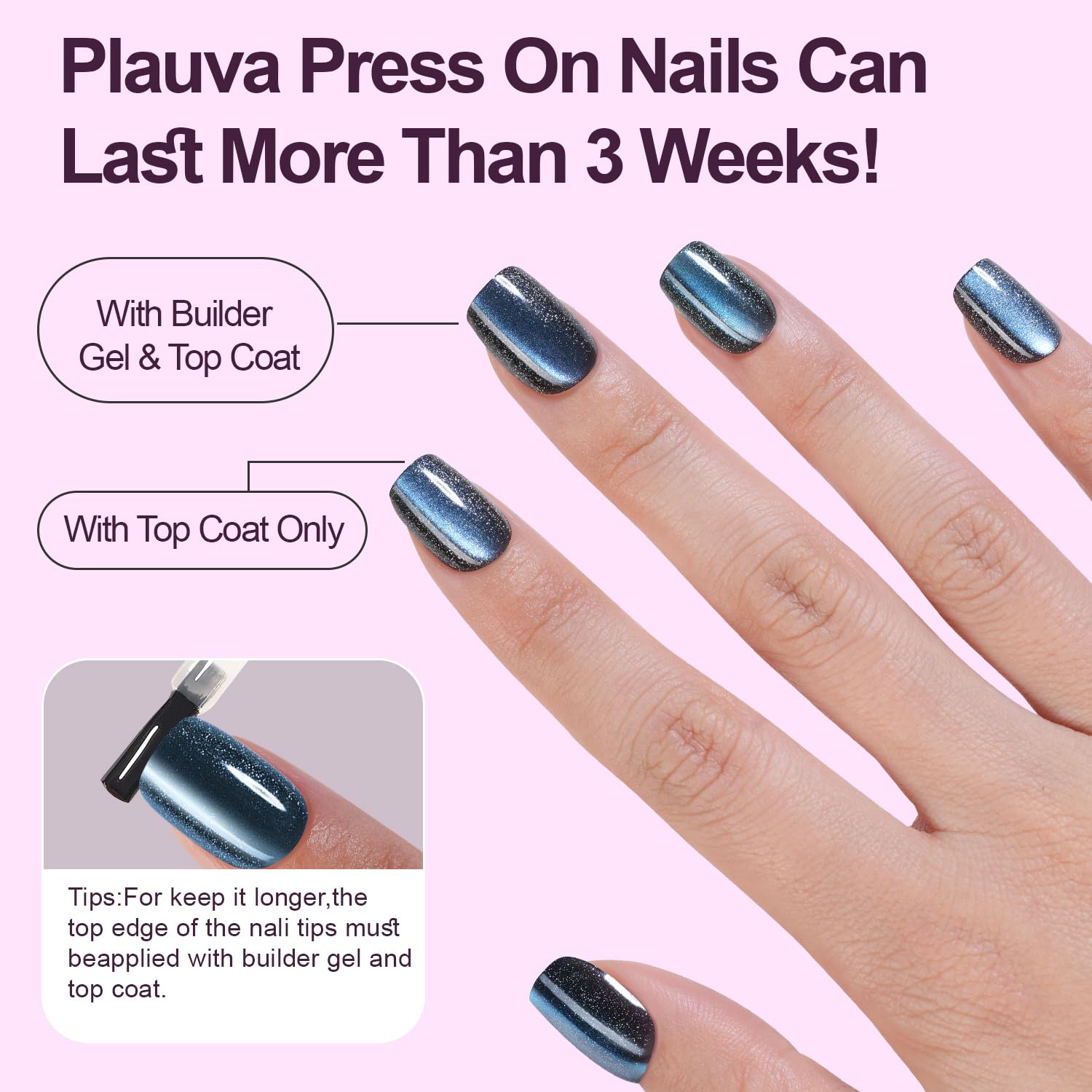Plauva press on nails packaging and variety of sizes