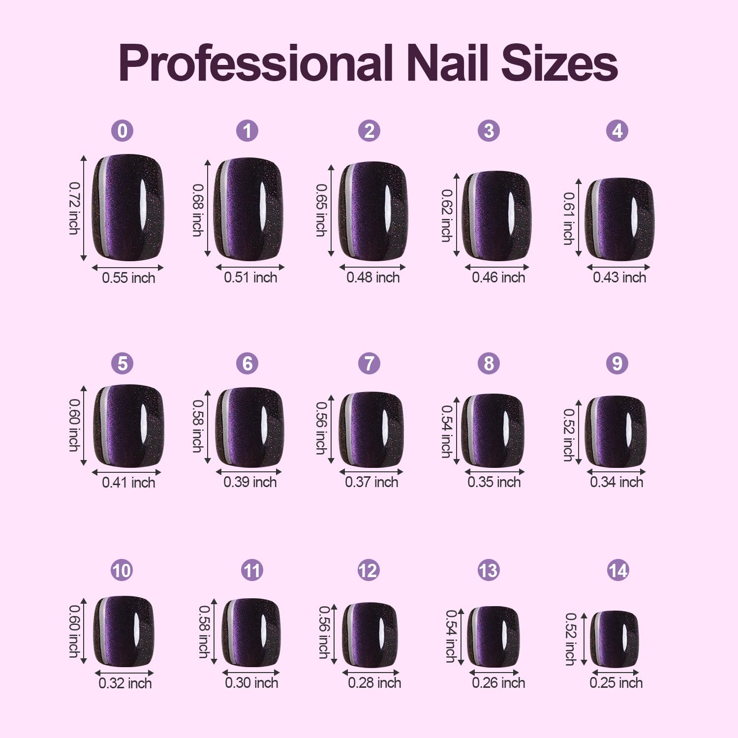 High gloss finish cat eye artificial nails for women