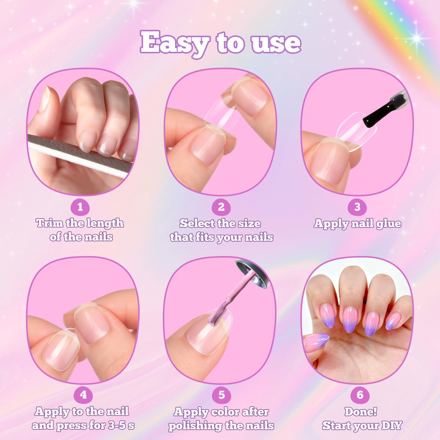 Krofaue press on nail tips for DIY manicure projects