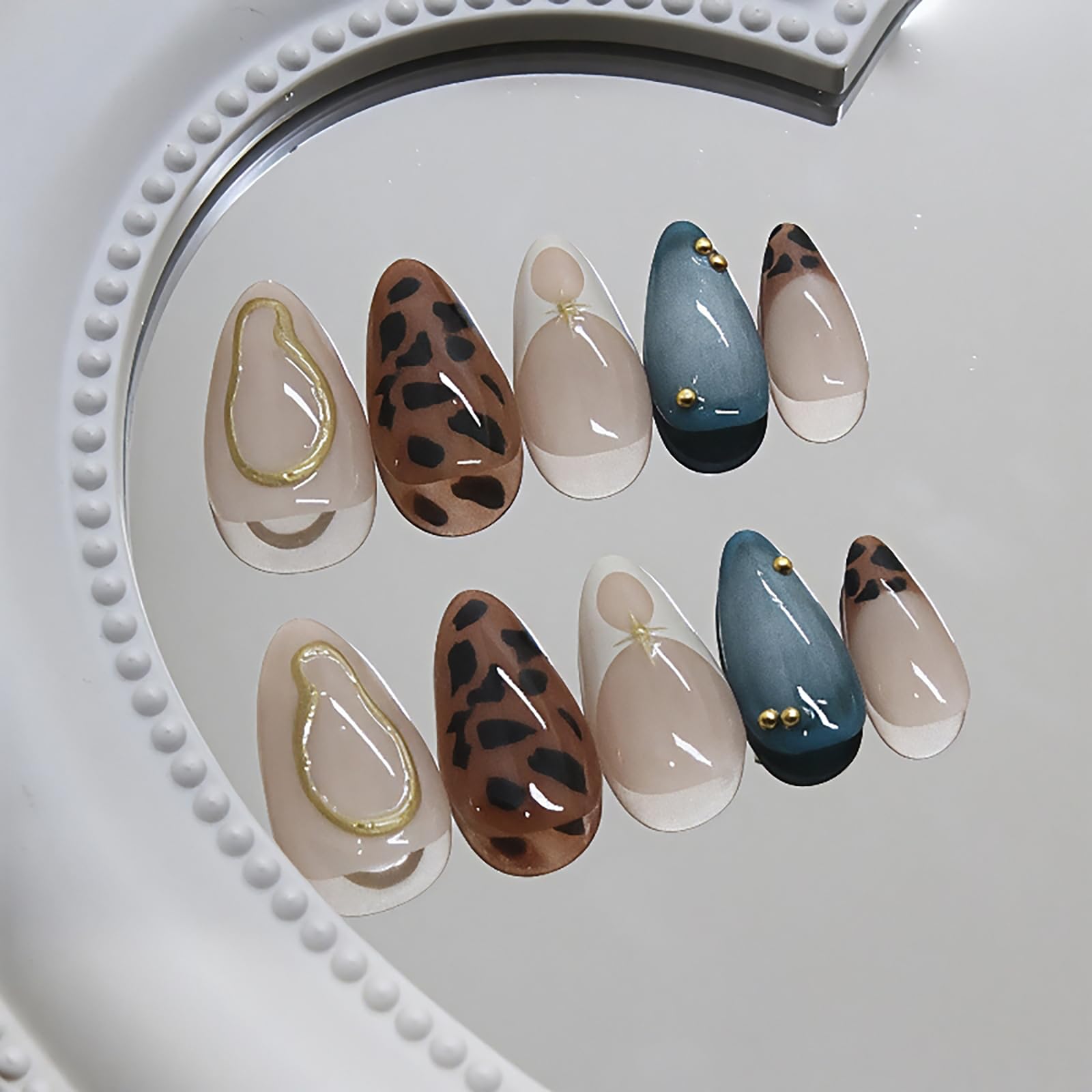 Ourytech 24 piece reusable acrylic nail kit with gold line detail
