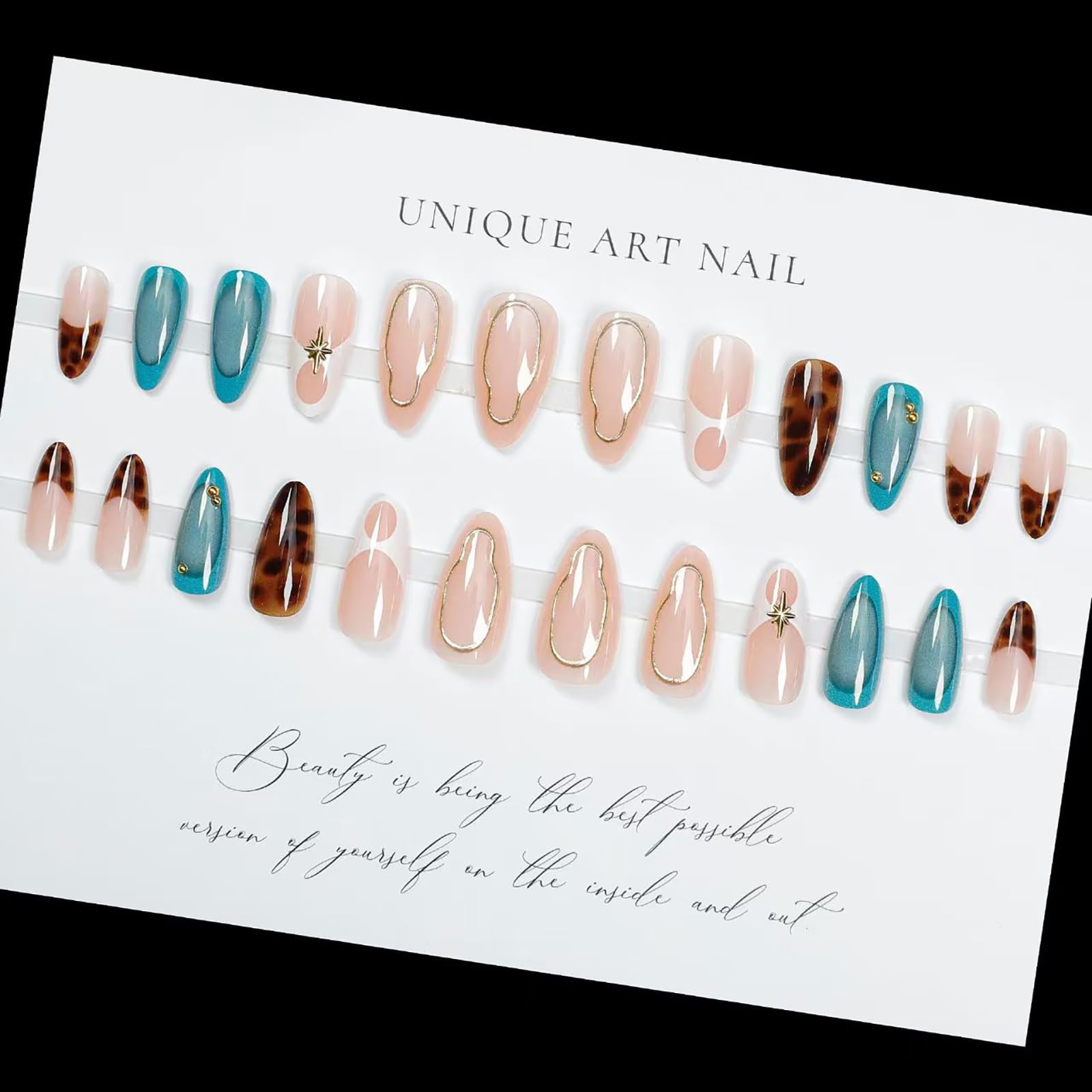 Top view of Ourytech nail packaging and included accessories