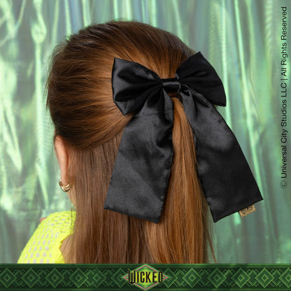 Premium black satin hair accessories for girls and women featuring authentic Wicked collection branding