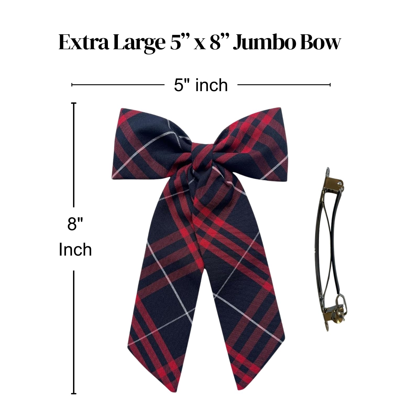 Extra large five by eight inch girls hair bow with elegant long tail detail