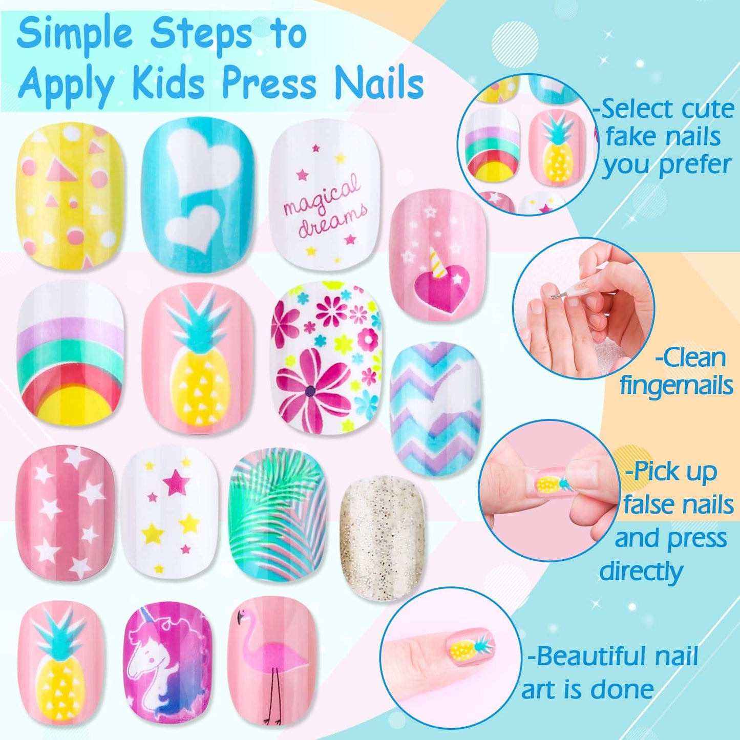Full pack of 144 pieces acrylic style press on nails