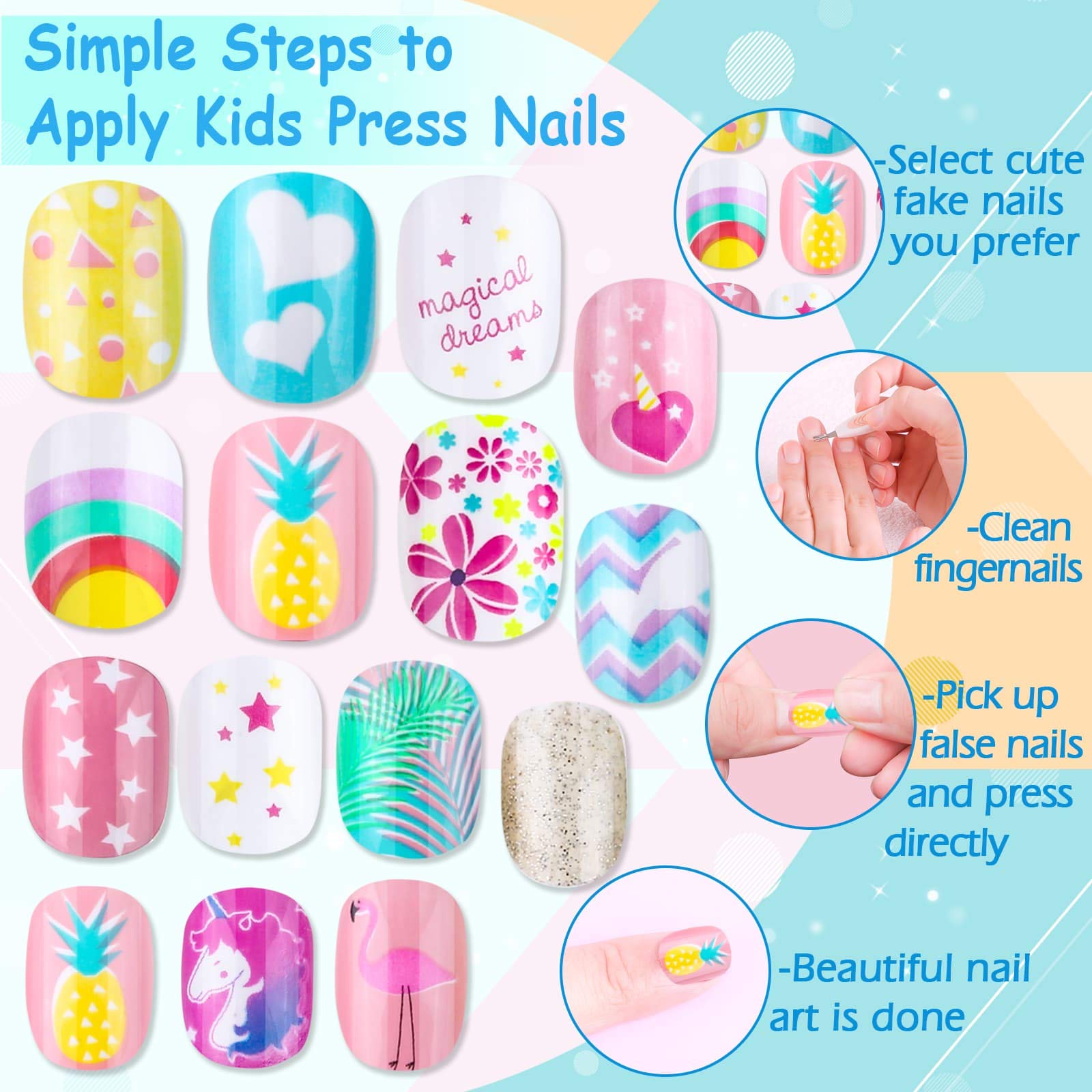 Full pack of 144 pieces acrylic style press on nails