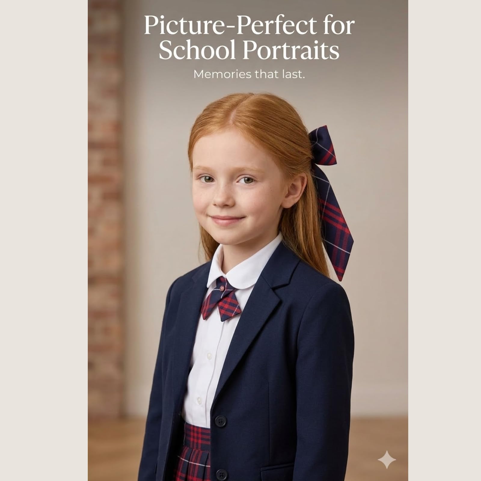 Premium imported American school uniform plaid hair accessory showcasing durable weave