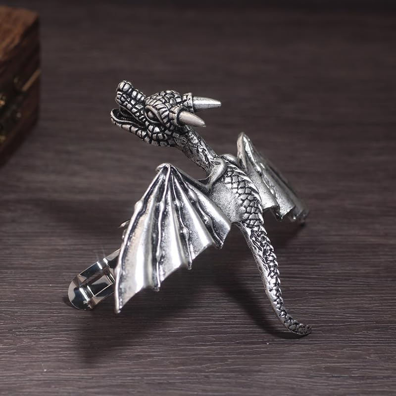 Alternative fashion look showcasing the bendable design of the silver punk dragon hair claw.