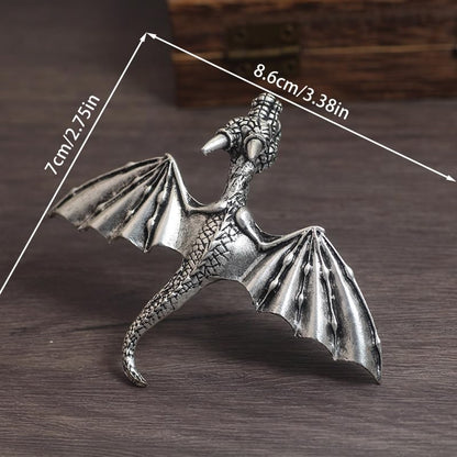 Back view of the detailed fantasy theme dragon jewelry barrette holding a secure hair twist.