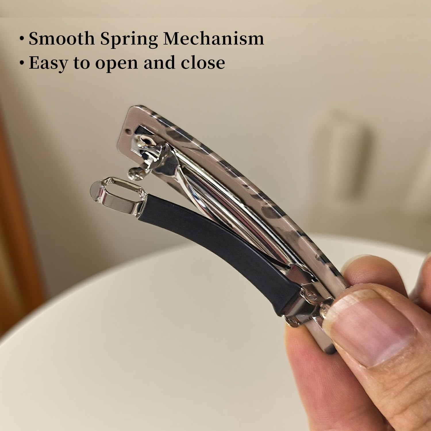 Fsmiling three pack small hair barrettes demonstrating a secure no break construction for daily wear.