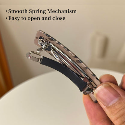 Fsmiling three pack small hair barrettes demonstrating a secure no break construction for daily wear.
