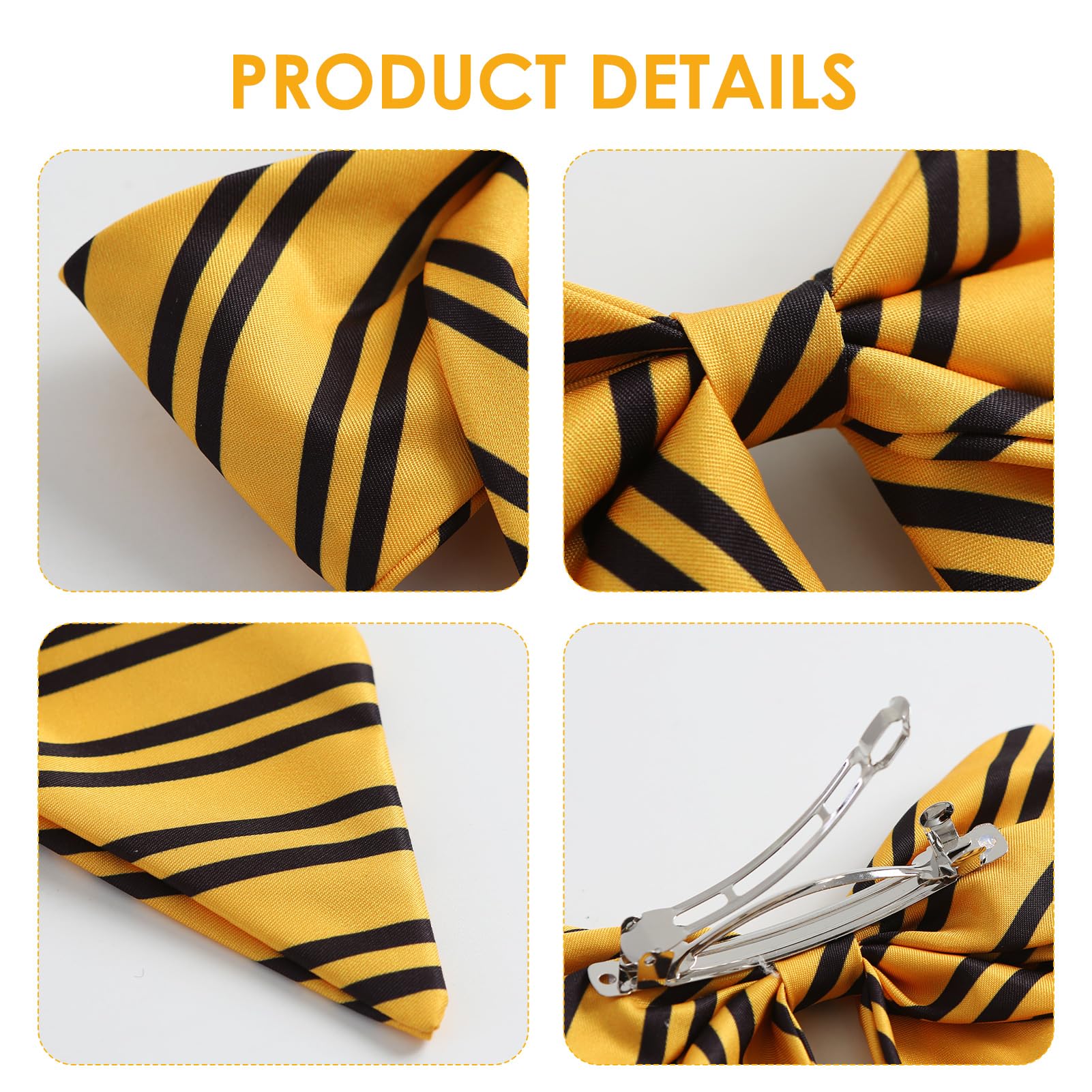 Hufflepuff house color scheme striped large bow hair clip