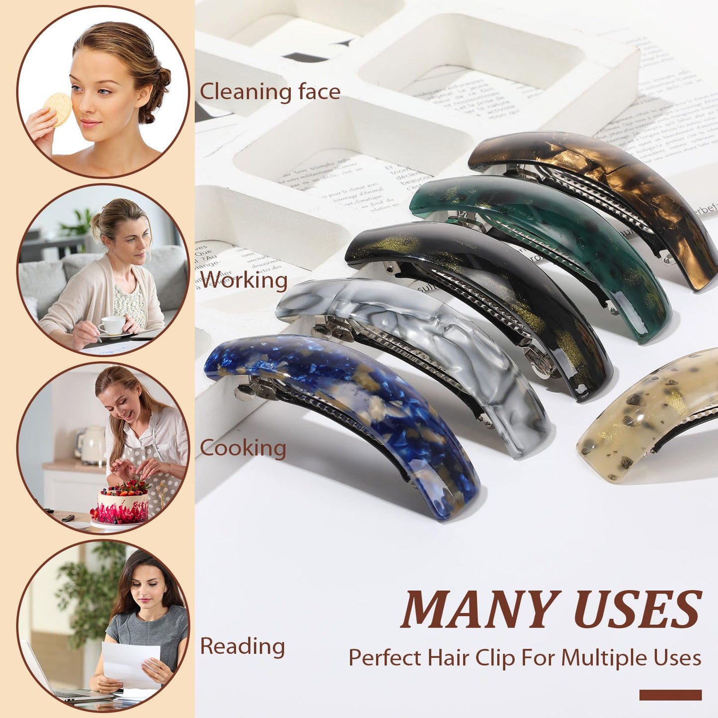 Vintage style acrylic hair accessories pack for everyday wear