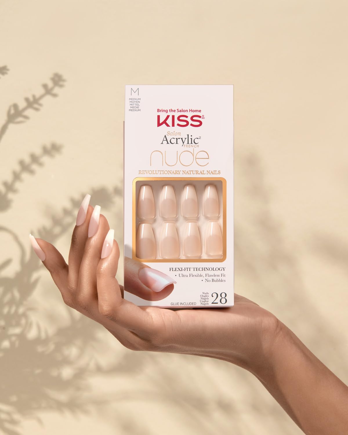 Side profile of KISS Salon Acrylic nails showing thin cuticle fit