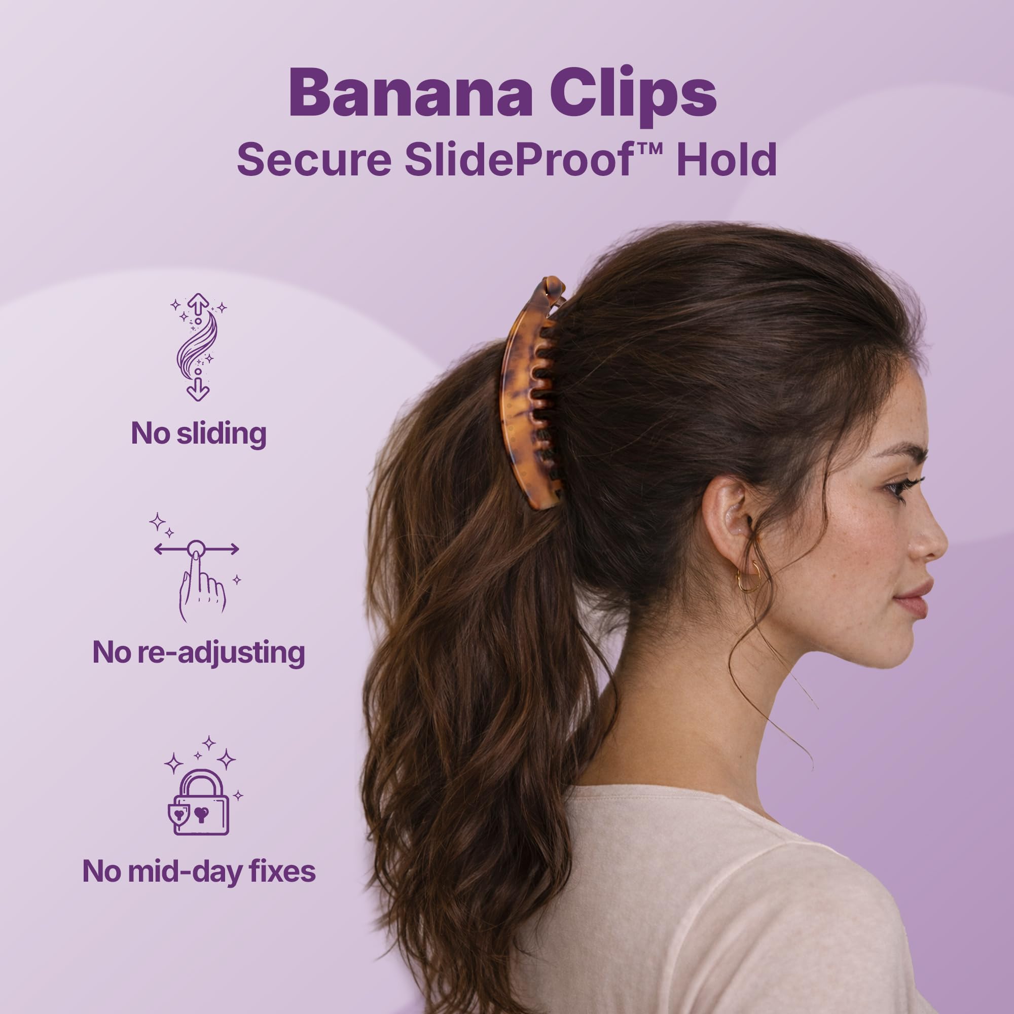Goody SlideProof banana hair clips package featuring two premium styling accessories