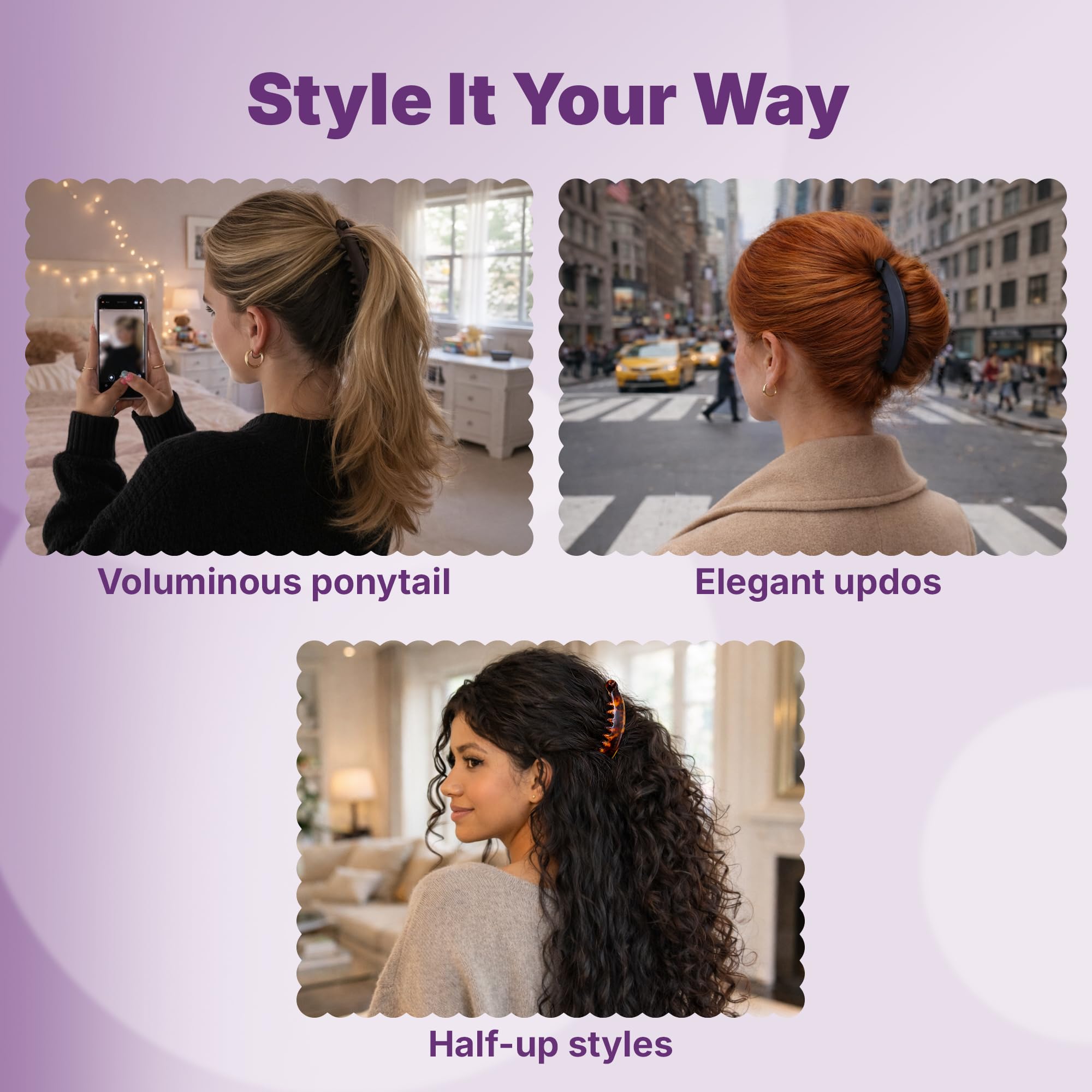 Sleek black Goody banana hair accessory demonstrating secure no slip grip structure