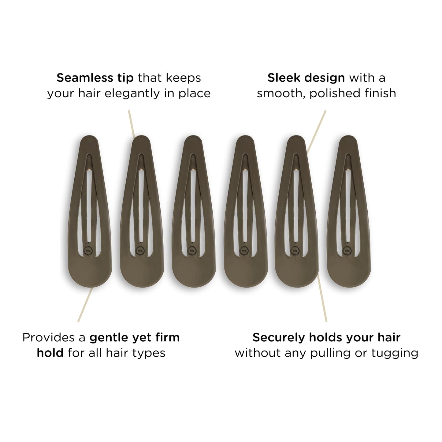 Teleties crease-free sage green hair styling clips showing the smooth polished finish.