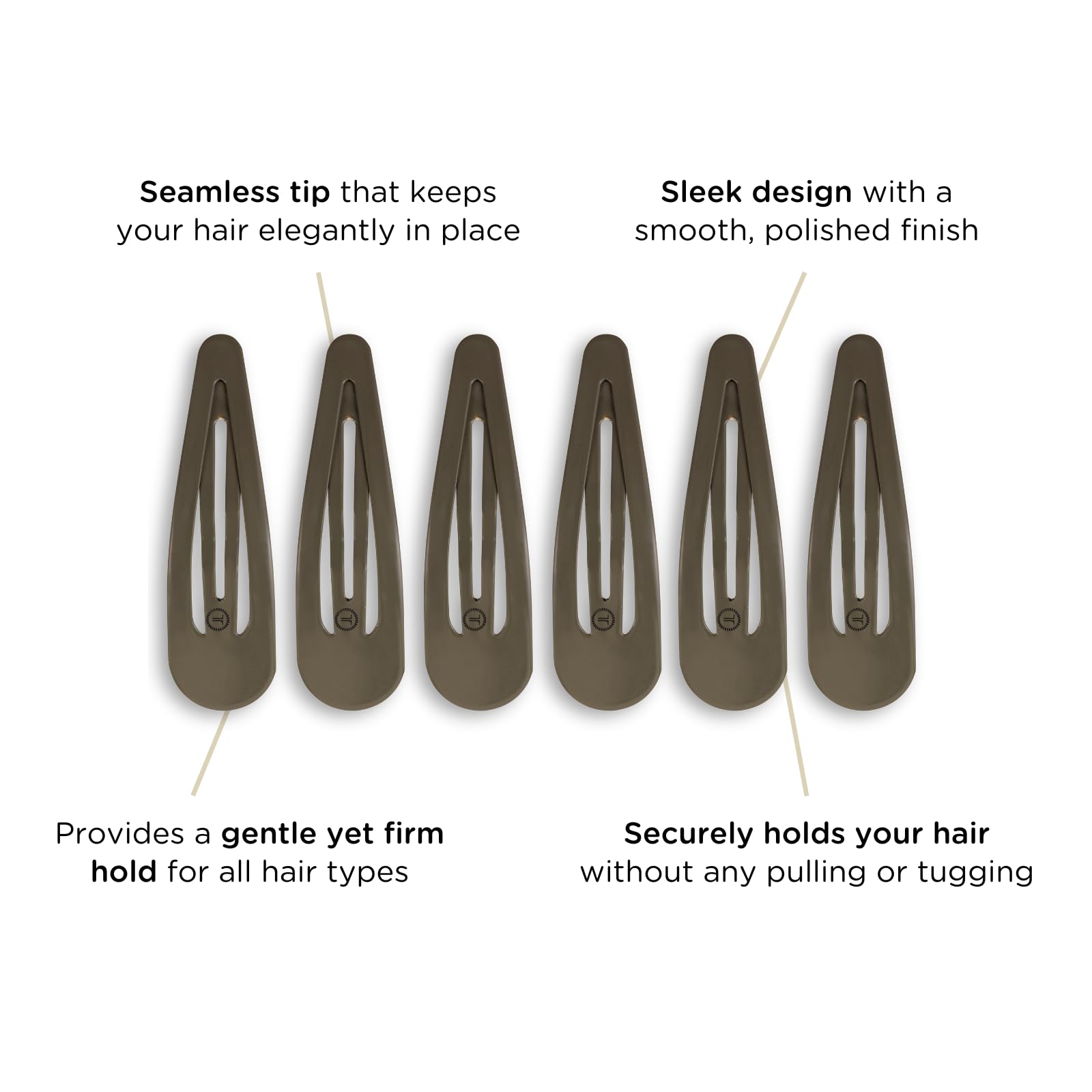 Teleties crease-free sage green hair styling clips showing the smooth polished finish.