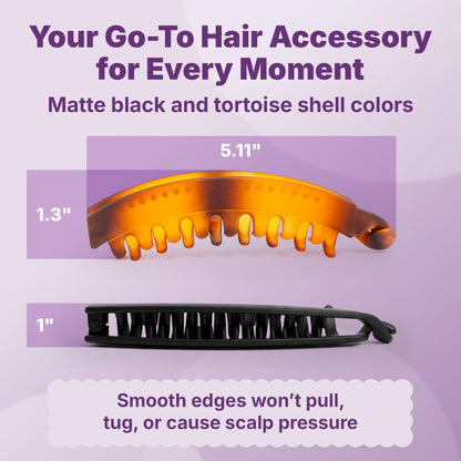 Goody volumizing large banana clip set for crease free ponytail hairstyles